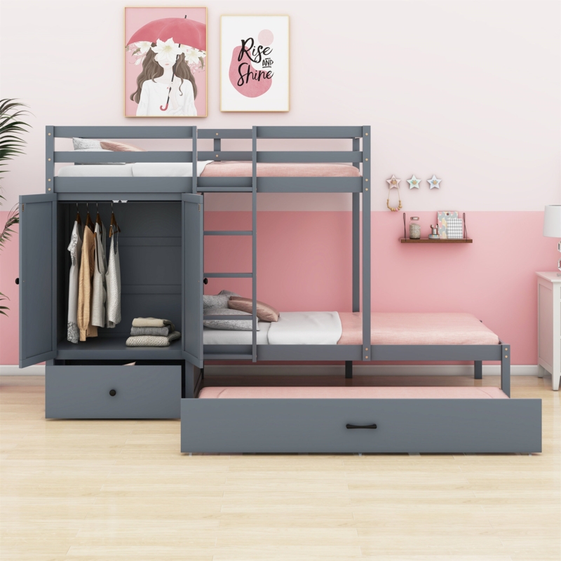 Dimmick Kids Twin Over Twin Bunk Bed with Drawers