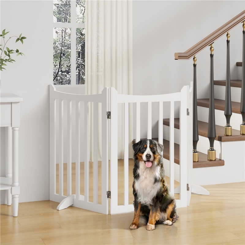 Huxley Wood Free Standing Pet Gate with a Pair of Support Feet Foter