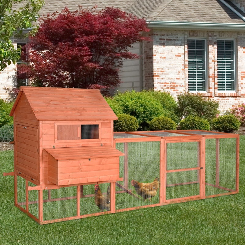 Doss 67.3 Square Feet Chicken Coop with Chicken Run For Up To 16 Chickens