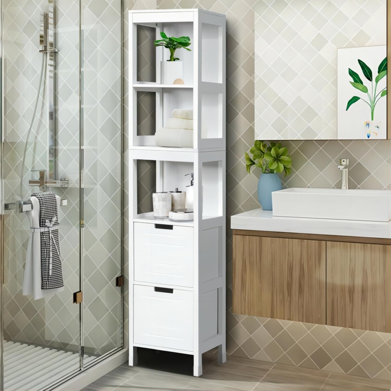 Dovud Freestanding Linen Cabinet