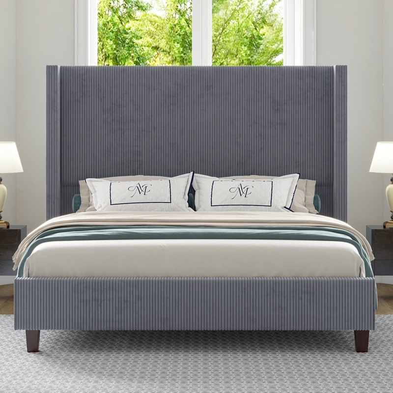 Dunwoody Upholstered Wingback Platform Bed