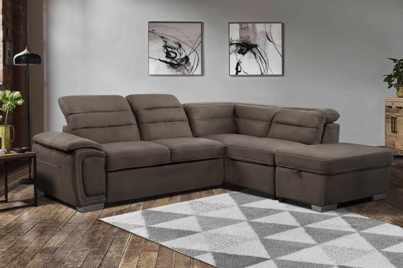 Ellika 103" Wide Microfiber L-Shaped Corner Sleeper Sectional