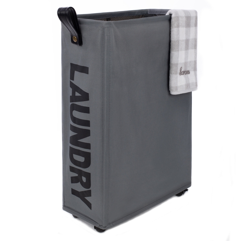 Fabric Rolling Laundry Basket with Handles