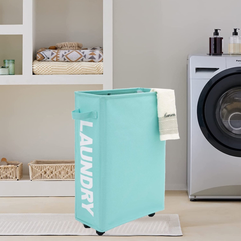 Fabric Rolling Laundry Hamper with Handles