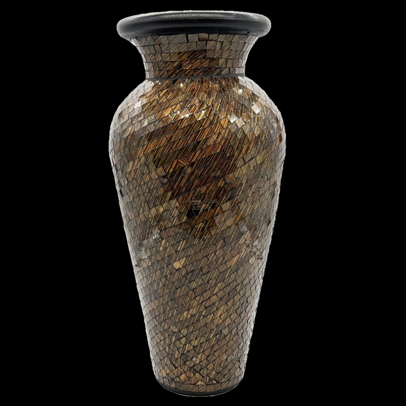 Floor Vase 24" Tall Cylinder Terracotta Mosaic Glass