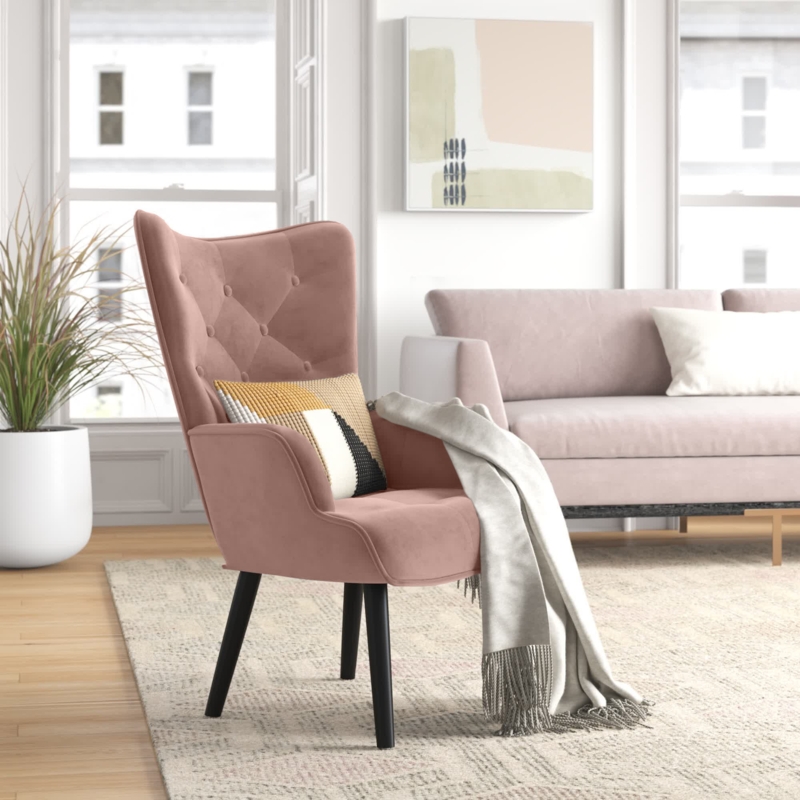 Frison Velvet Wingback Chair
