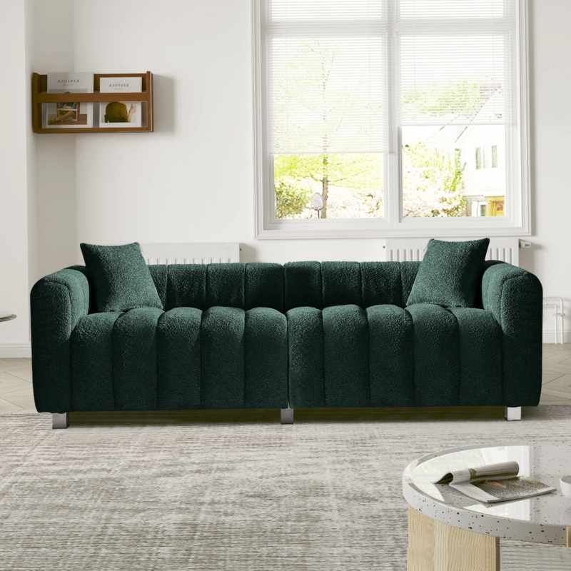 Gieze 87.4" Mid-Century Sofa Couch, 3 Seater Sofa with Two Pillows