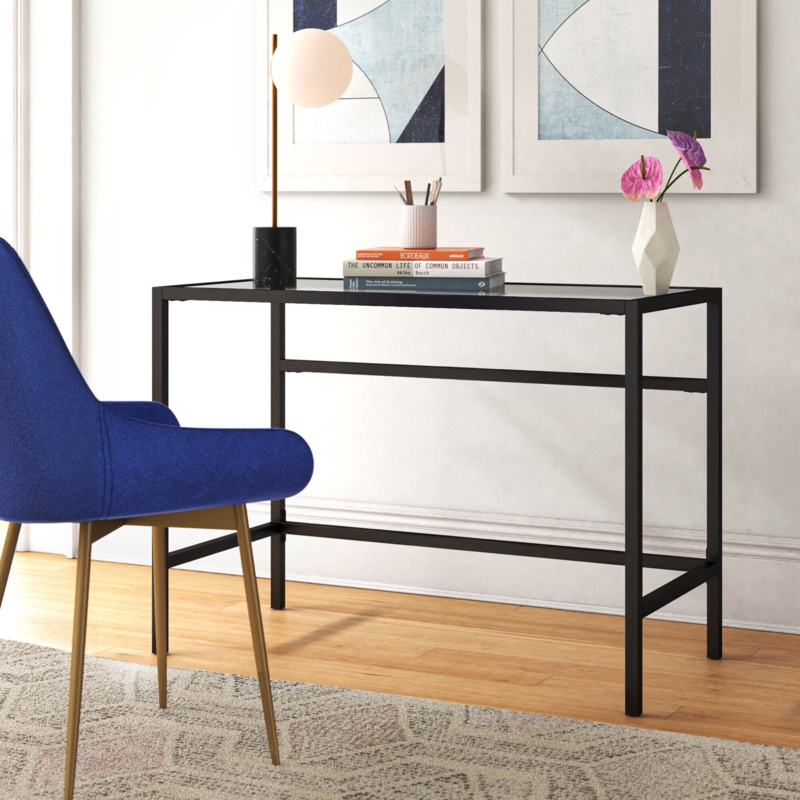 Glass Top Metal Base Writing Desk