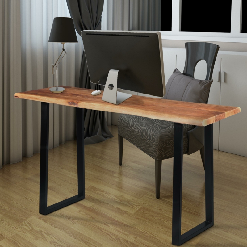 Harrel Solid Wood Top Metal Base Writing Desk