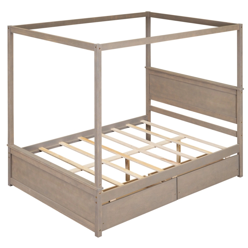 Hayre Canopy Storage Bed Frame With Headboard