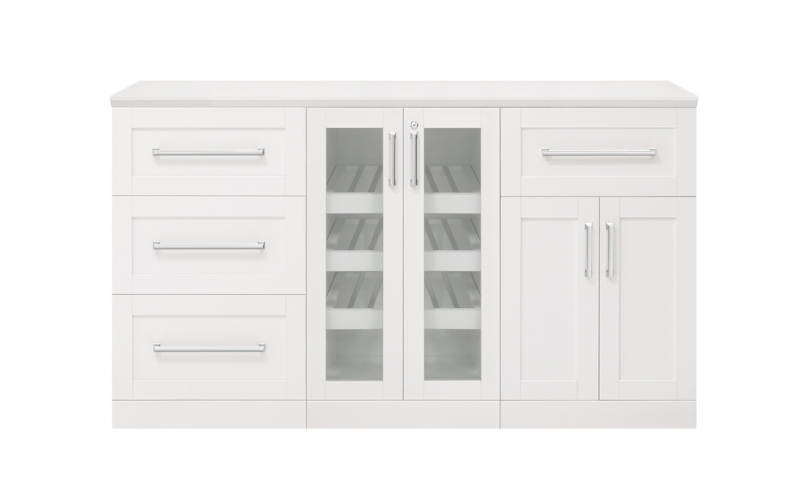Home Bar 21" Shaker Style 4 Piece Cabinet Set with Display Storage