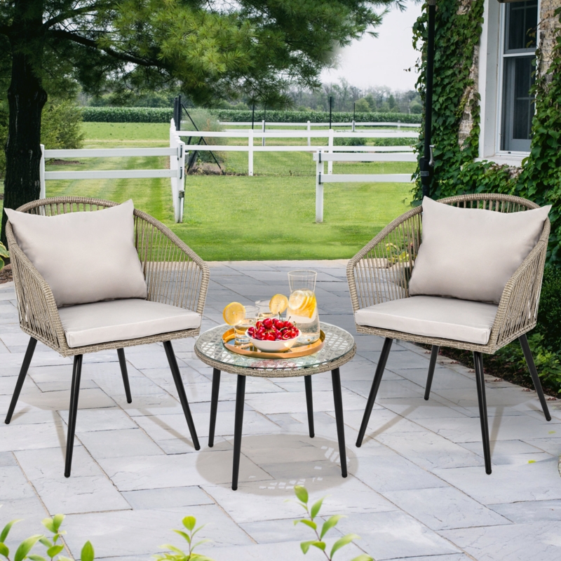 Huba 2 - Person Round Outdoor Dining Set with Cushions