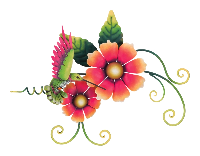 Hummingbird Double Flower Wall Decor