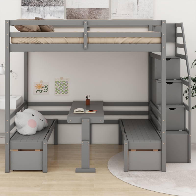 Jahaud Full over Full Size Bunk, the Down Bed can be Convertible to Seats and Table Set