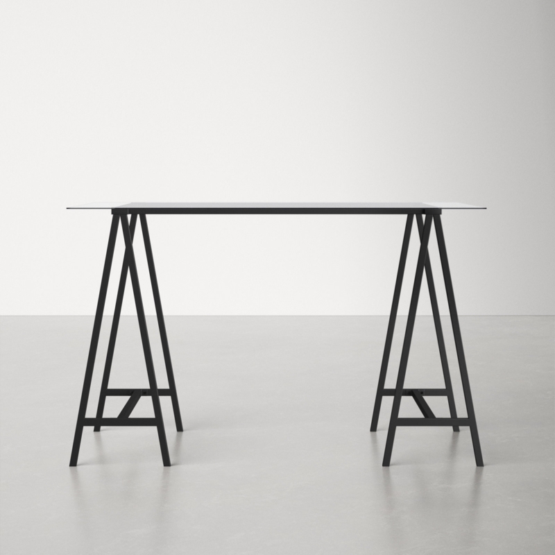 Jarlath Glass Top Metal Base Writing Desk