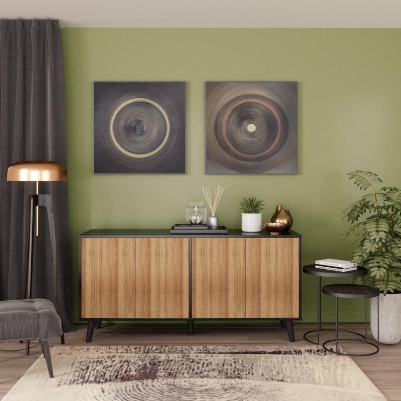 Jenrry Sideboard Buffet Cabinet with Storage with 4 Doors and Shelves