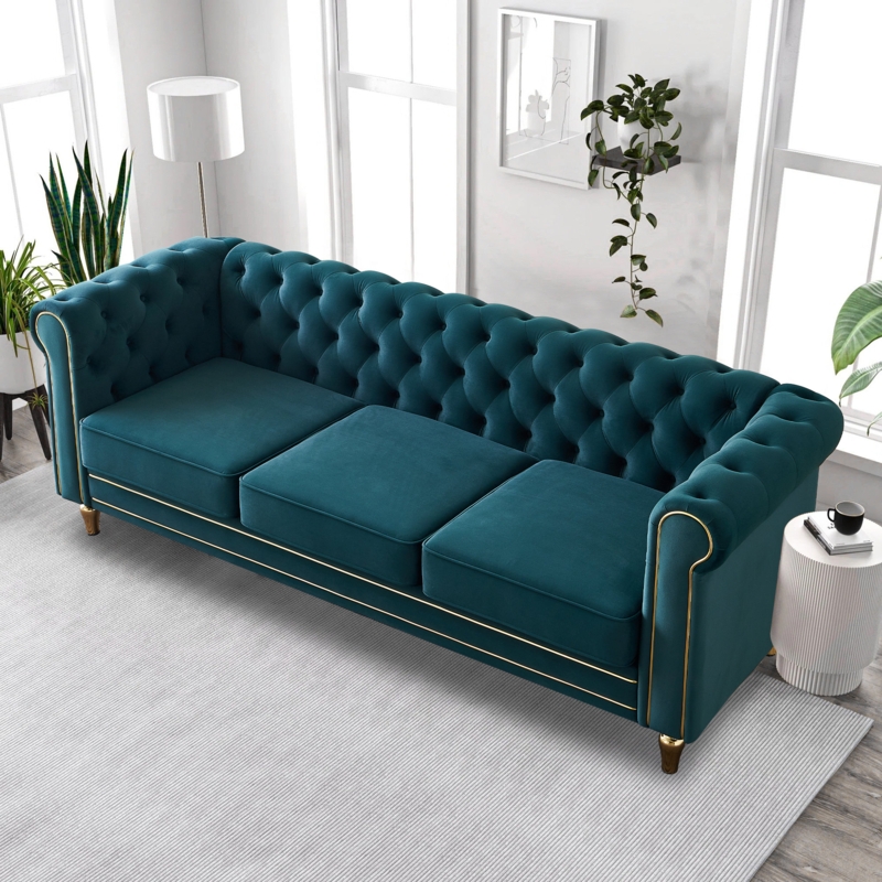 Jhailen 84.65'' Velvet Sofa