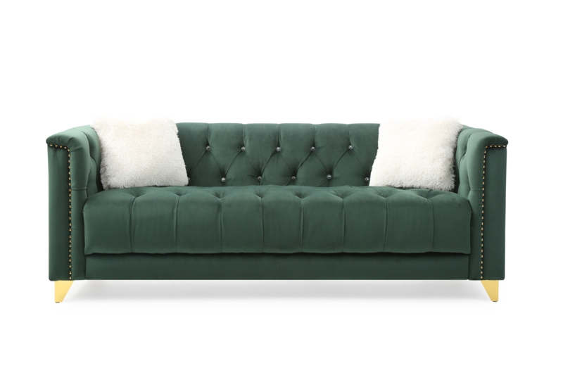 Joame Velvet Rolled Arm Chesterfield Sofa