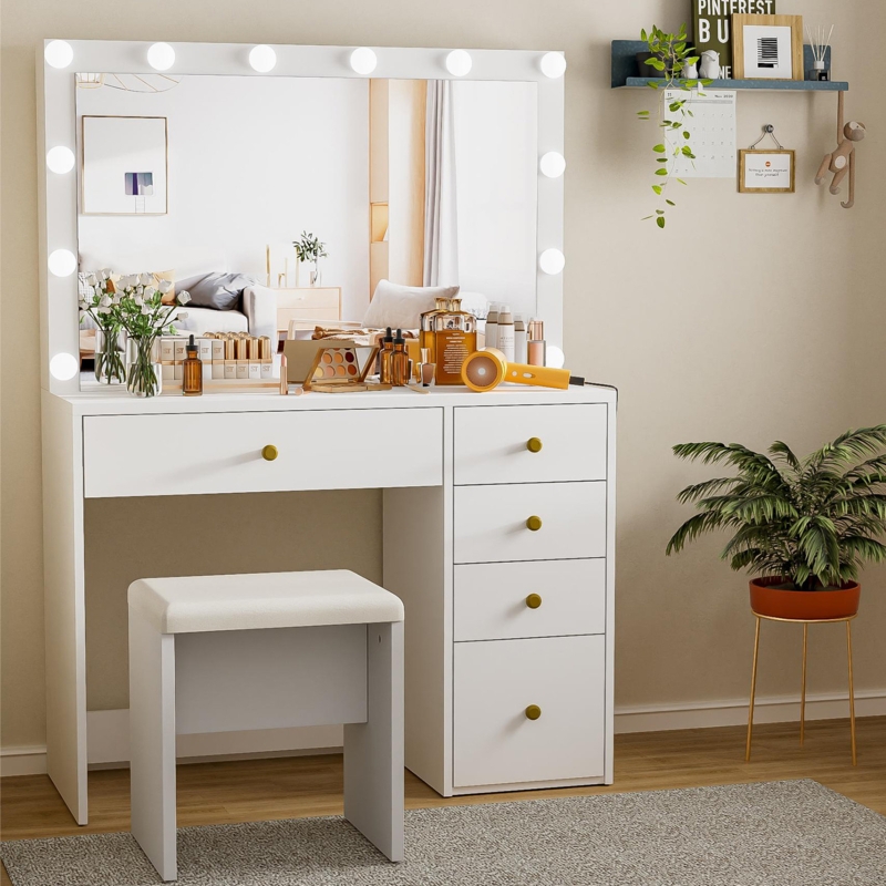 Joshlynn Makeup Vanity Desk with 3 Lighting Colors