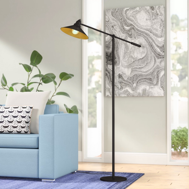 Kaskaskia 45'' Matte Black Task/Reading Floor Lamp