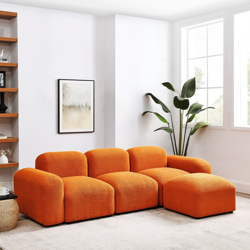 KazumiModern Sofa 94.5'' Modular Sofa Chaise Comfy Couch Cloud Couch