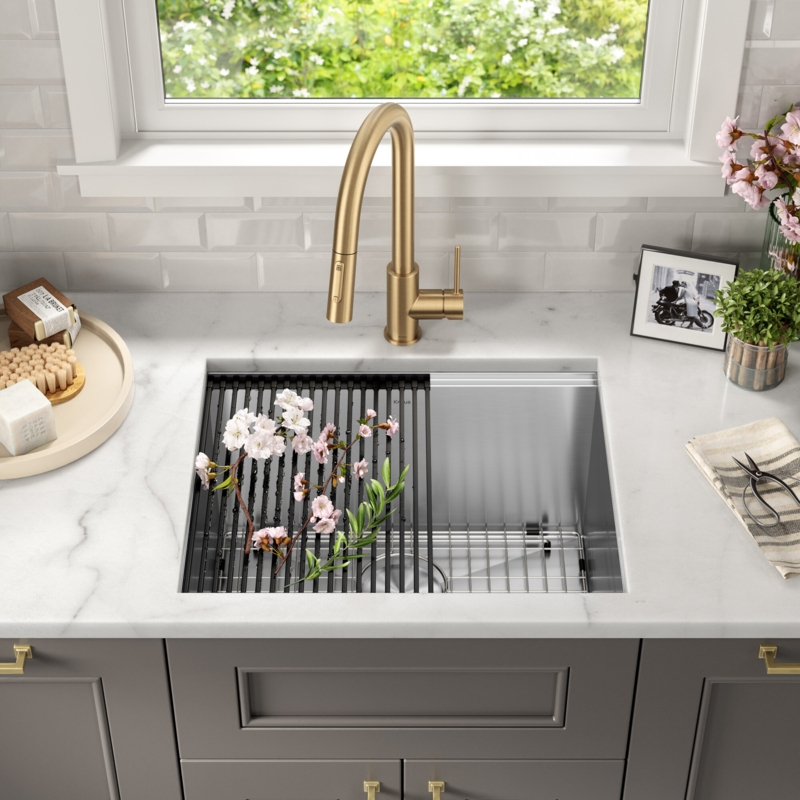 KRAUS Kore 23" L Undermount Workstation16 GaugeStainless Steel Single BowlLaundry Utility KitchenSink