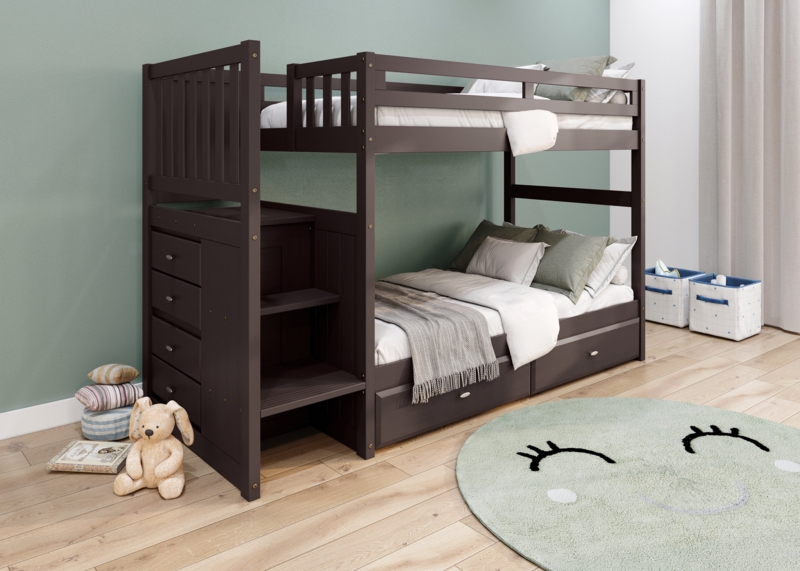 Kunze Kids Twin Over Twin Bunk Bed with Drawers