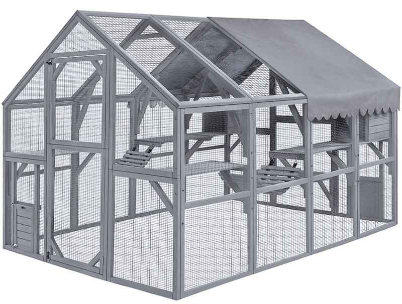 Large Outdoor Cat House Enclosure with Small Houses