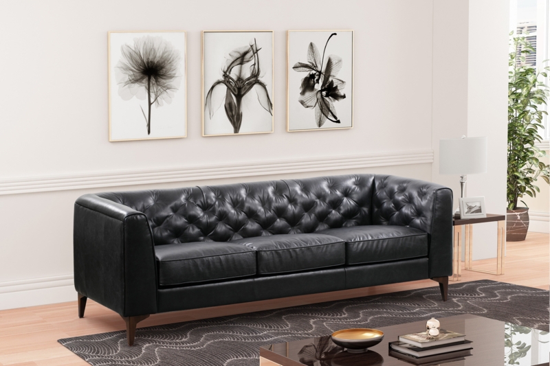 Lariviere 89'' Full-Grain Genuine Italian Leather Sofa