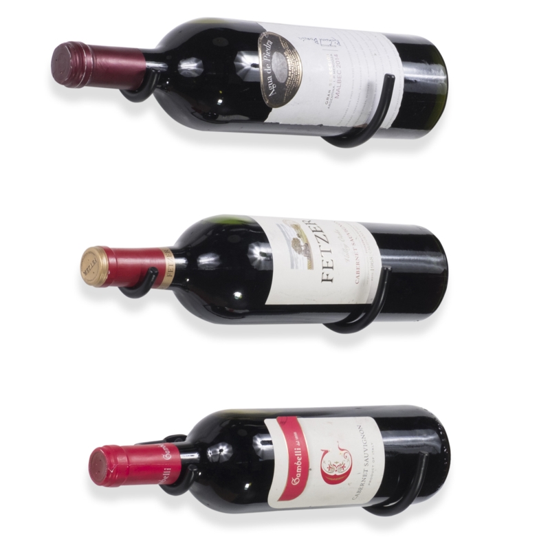 Lazaro 3 Bottle Wall Mounted Wine Bottle Rack in Black