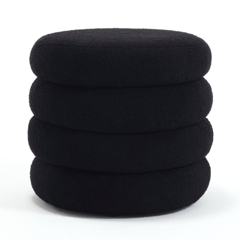 Leiani Boucle Round Storage Ottoman