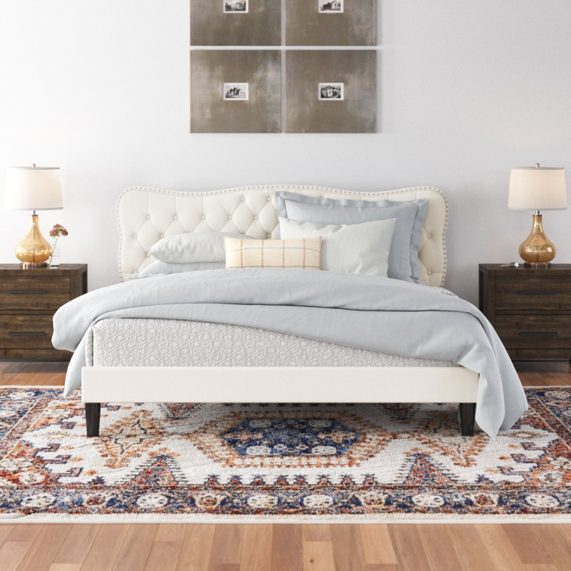 Lofgren Tufted Upholstered Platform Bed with Adjustable Headboard