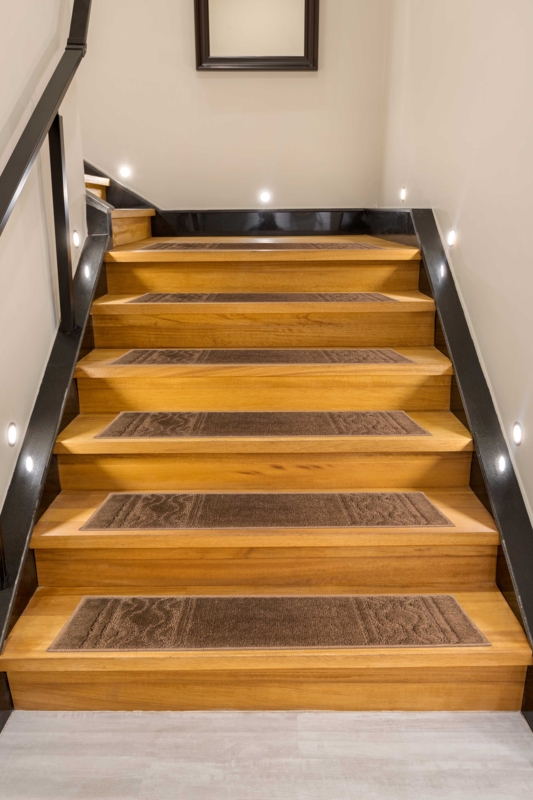 Machine Washable Slip Resistant Stair Treads Solid Trellis Bordered Size 7.5" X 26" Set and Color Options