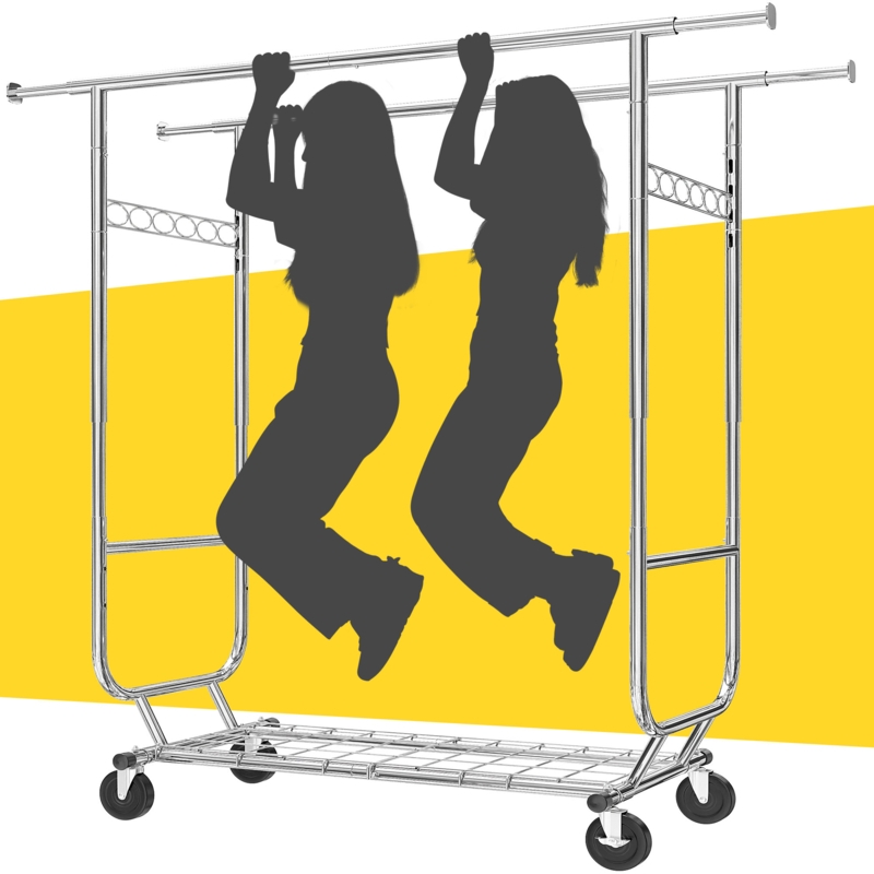 Madalin 610lbs Clothing Racks Heavy Duty Clothes Rack Metal Clothes Storage, Portable Closet