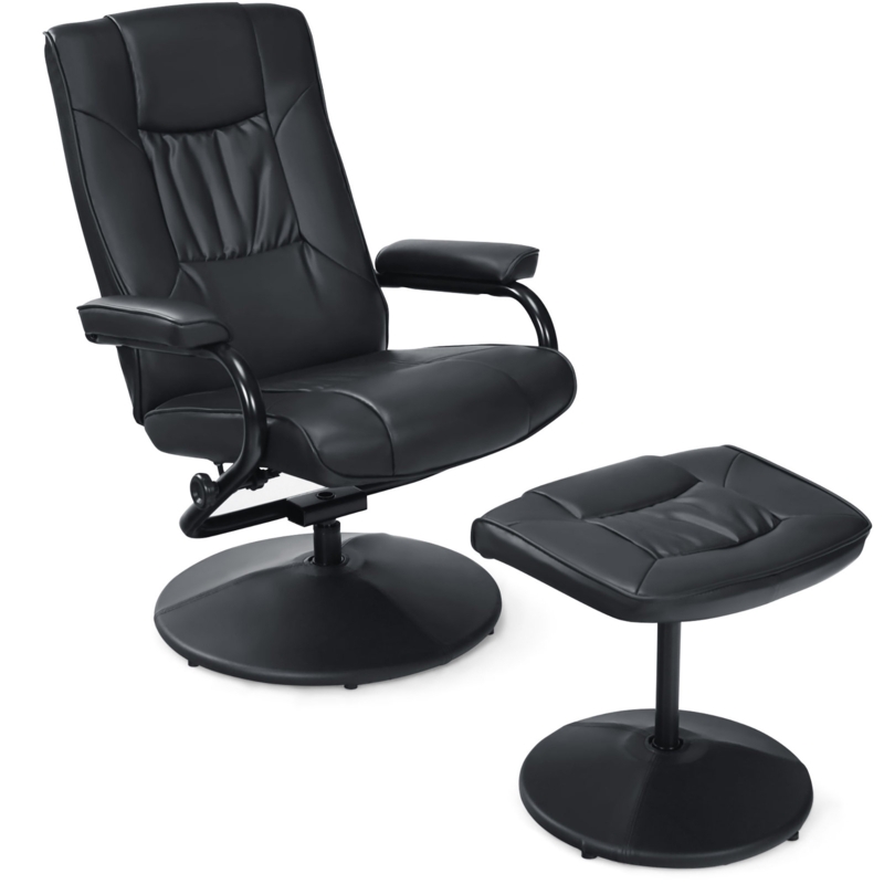 Mcabee Faux Leather Swivel Armchair with Ottoman