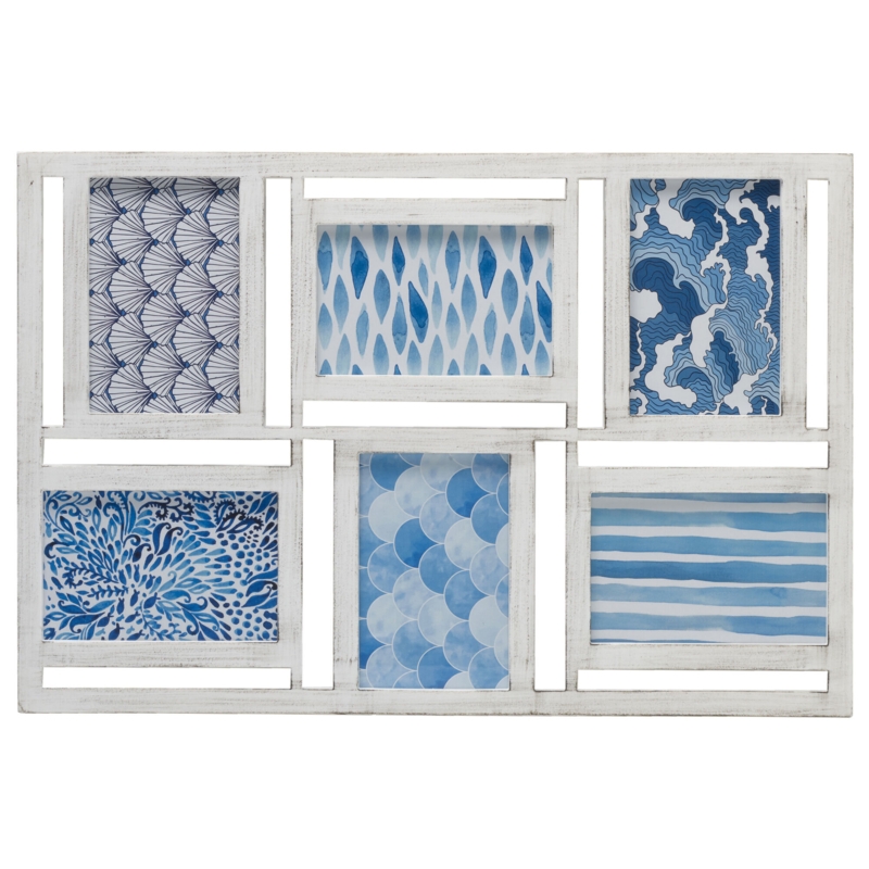 MELANNCO 6 Opening Collage Frame- Displays,14.7x20.8 Inch, Distressed White