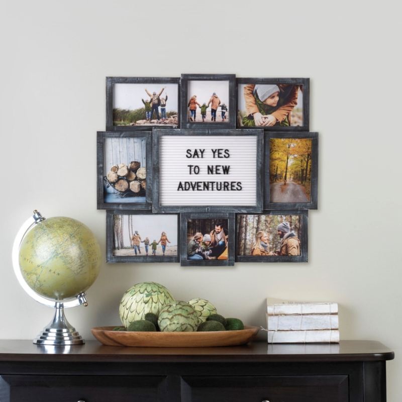 Melannco Customizable Letterboard 8-Opening Photo Collage, 19 x 17 inch