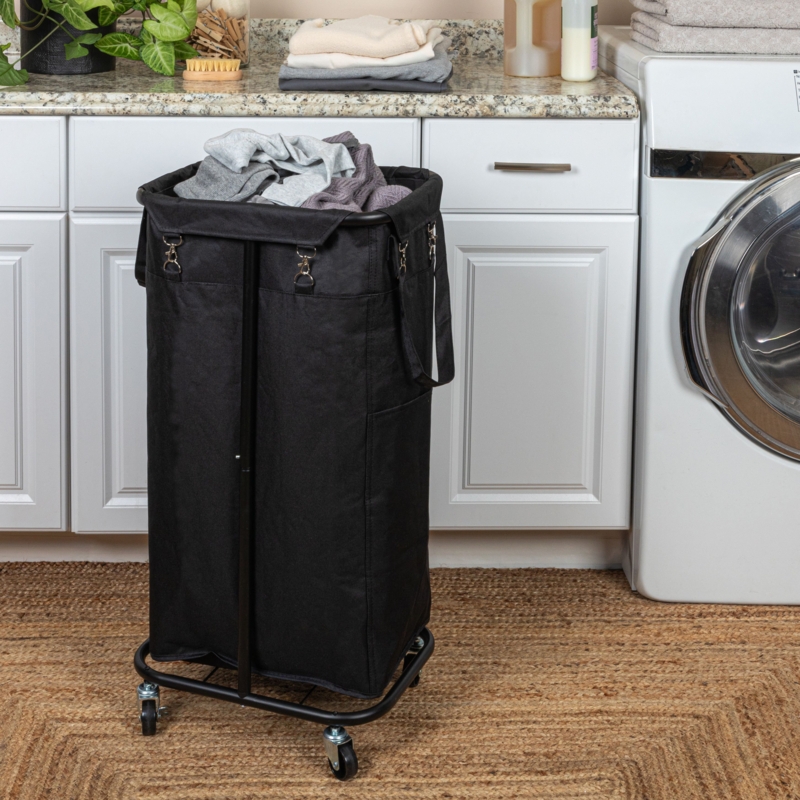 Metal Rolling Laundry Hamper with Handles