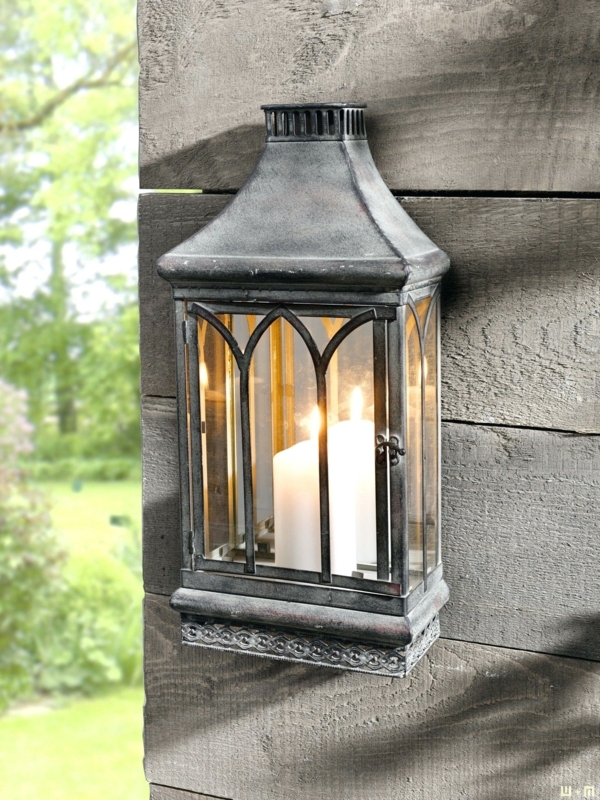 Mirror Tall Metal and Glass Wall Sconce Candle Holder