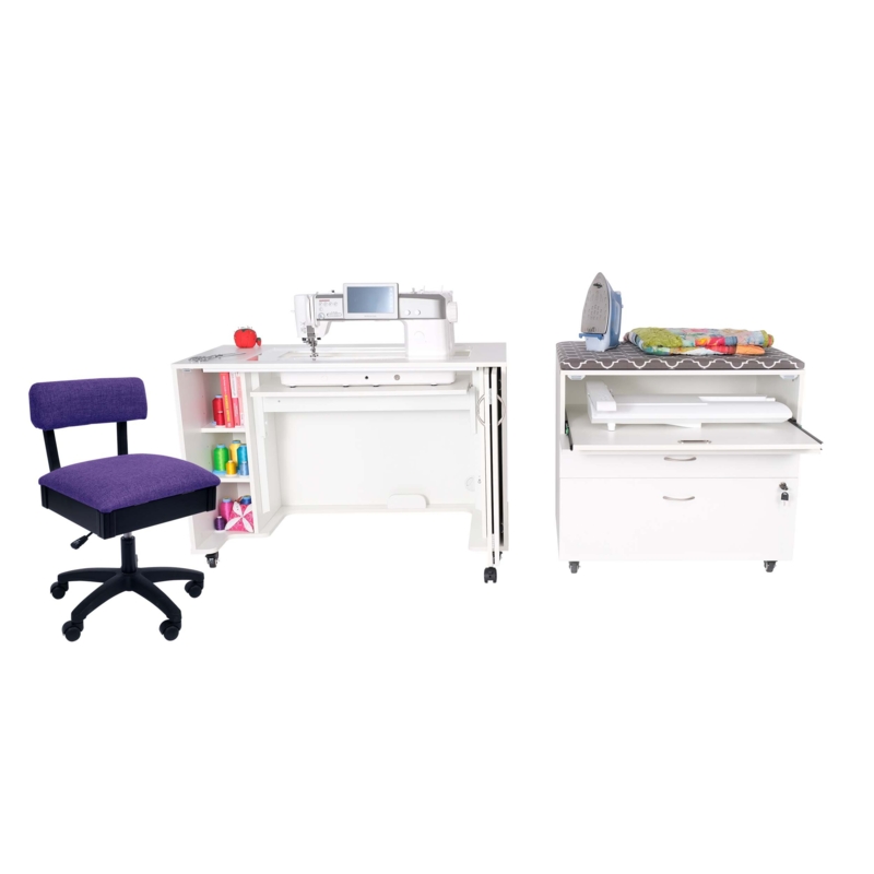 MOD XL Hydraulic Lift Sewing Cabinet With MOD Embroidery Cabinet u0026 Adjustible Height Hydraulic Chair