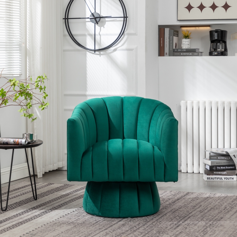 Murrow Velvet Swivel Barrel Chair