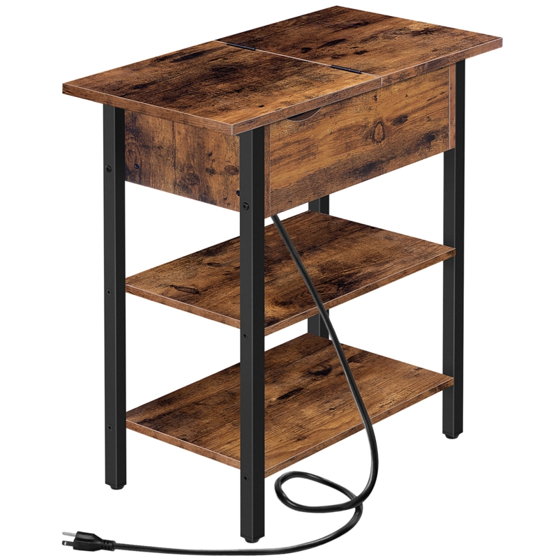 Mychele 25.2" Tall End Table with Storage and Built-In Outlets
