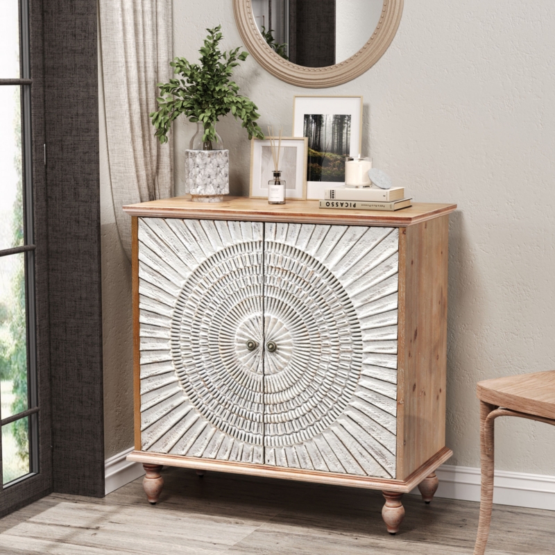 Nequan Solid Wood Accent Cabinet