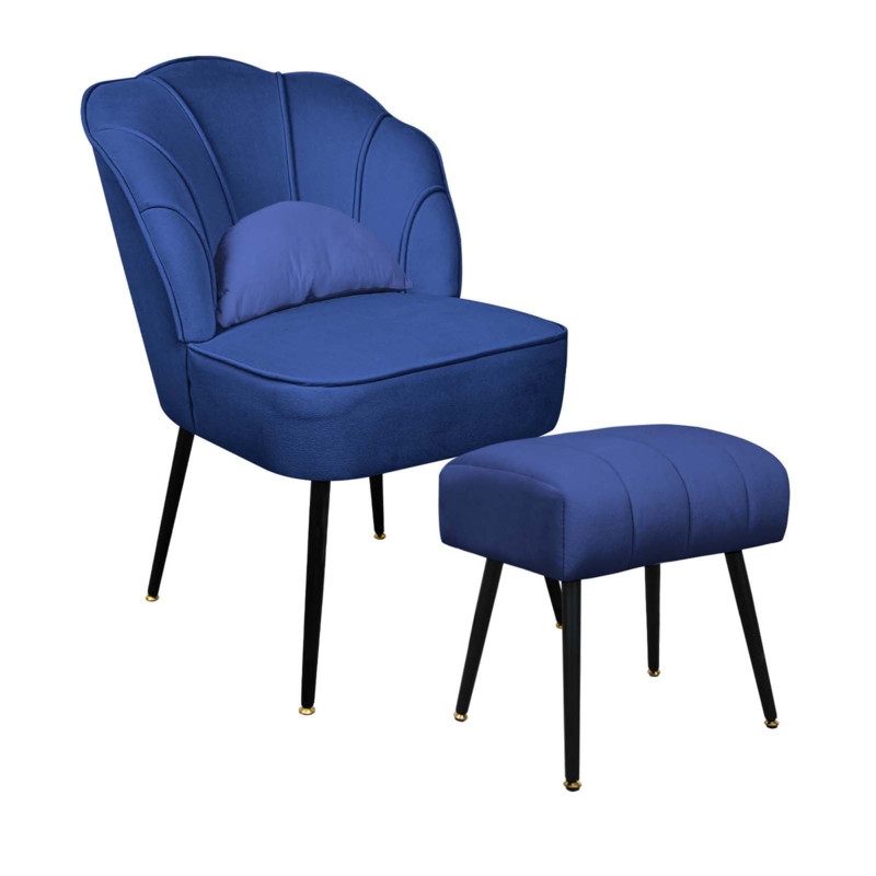 Nicolea Upholstered Side Chair With Ottoman