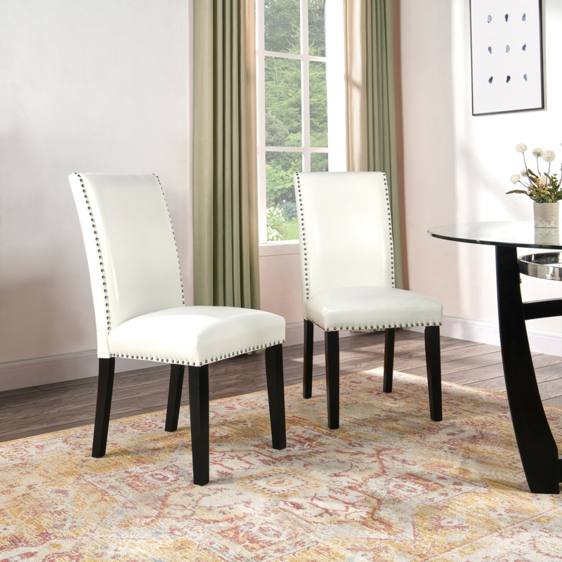 Nysir Faux Leather Dining Chairs with Nailhead Trim