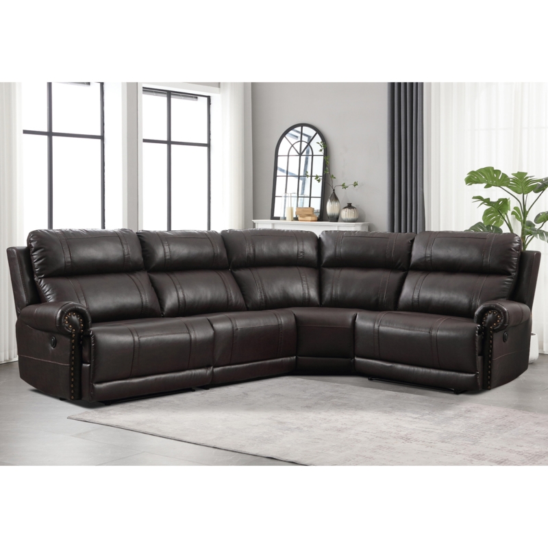 Oeflein 106.85" Wide Breathable Leather Cushion Back Round Armrest Corner Sectional