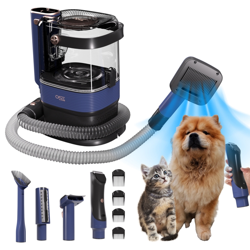 ONE Pet Vacuum with Dog Grooming Kit, Pet Grooming Vacuum u0026 Dog Clippers u0026 Dog Brush for Shedding