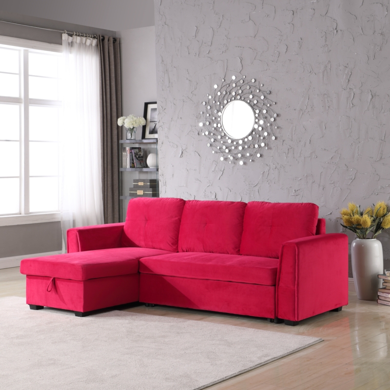 Pancoast 91" Wide Velvet Reversible Sleeper Sofa & Chaise