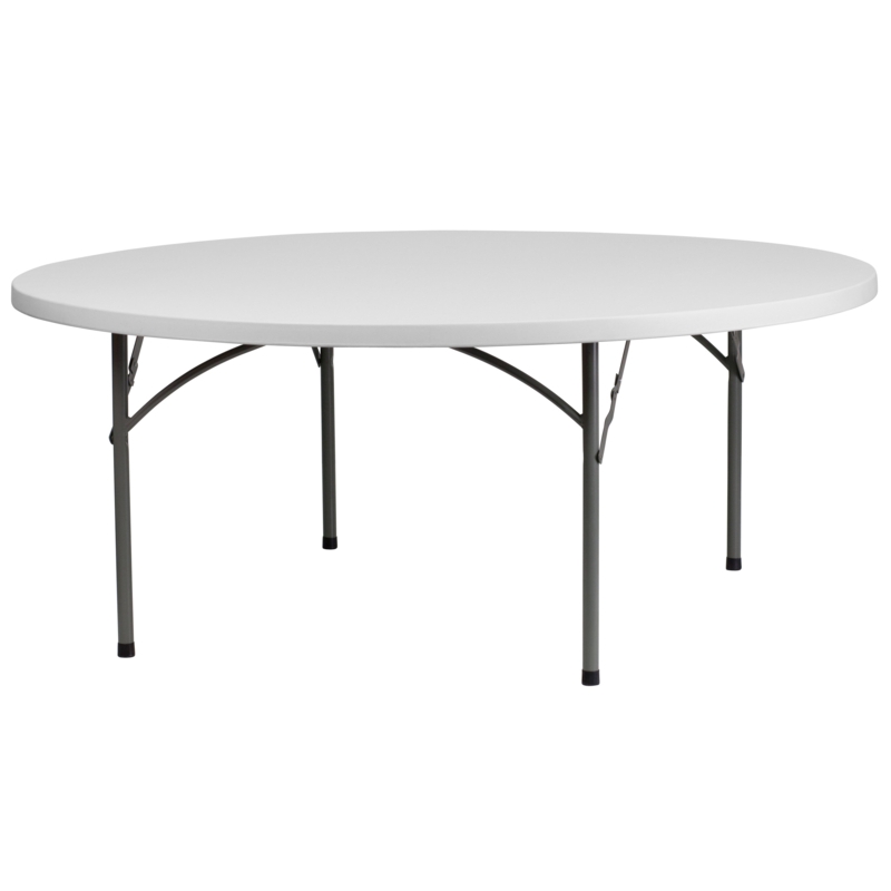 Parker 72" Round Granite White Plastic Folding Table - Banquet and Event Furniture