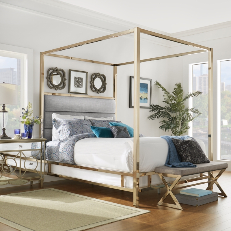 Pettaway Upholstered Metal Canopy Bed